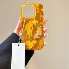 Funda para teléfono Good Luck Koi, compatible con phone 16/15/14/13/12/11 Pro, XS Plus, con diseño de glaciar dorado y protección anticaídas. - Blanco - Ver 6