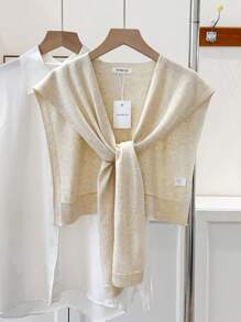 1pc Women's Solid Color Shawl Cardigan, Lightweight Spring/Autumn Shirt Collar Accessory, Suitable For Layering With Sweaters, Shirts, Scarves For Students And Office Wear