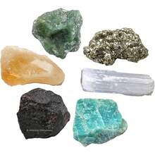 Gemstone Crystals Money And Success Manifestation, Set Of 6 Citrine, Pyrite, Garnet, Selenite, Green Aventurine And Amazonite Healing Crystals And Stones - 更年期結晶 - 查看 2