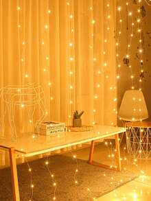 1 unidade de luzes de cortina de LED com fio de cobre, 3 metros, 8 modos de iluminação (100/200/300 LEDs), alimentação USB, ideal para decoração de janelas, paredes de quartos, festas, casamentos, pedidos de casamento, jardins e áreas externas. - Multicolorido - Ver 10