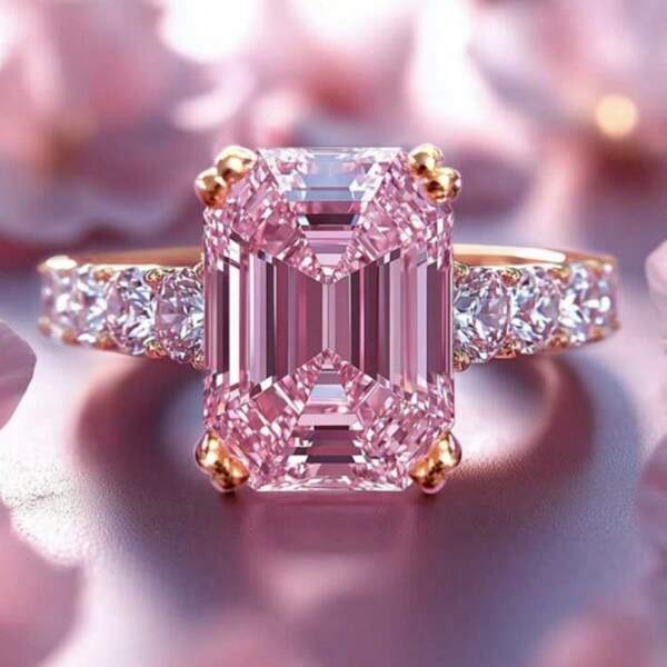 Modischer eleganter pinker kubischer Zirkonia-Ring, luxuriöses Geschenk für Frauen zu Versprechen & Jahrestag, perfekt für Verlobung, Jahrestag, Geburtstag, Valentinstag