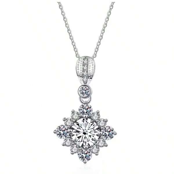 Elegant 925 Sterling Silver Necklace With 1 Carat Moissanite Cross Pendant - Perfect For Engagements, Weddings, Anniversaries, And Mother'S Day Gifts, Ideal Christmas Present, Fine Jewelry, Best For Christmas