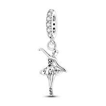 925 Sterling Silver Elegant Ballerina Charm Pendant Fit Original Bracelet Necklace DIY Ballet Charms Fine Jewellery Friend Birthday Gifts
