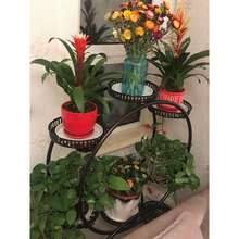 Metallständer für 6 Topfpflanzen, mehrere Blumentopfhalter, Regale, Pflanzgefäßregal, Aufbewahrungs-Organizer, Display für den Innen- und Außenbereich, Garten, Balkon - Schwarz - Übersicht 3