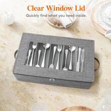 PZWLifewit Caja De Almacenamiento De Cubiertos Organizador De Cubiertos Con Tapa De Cremallera Estuche De Cubiertos De 5 Compartimentos Con Divisor Ajustable Y Asa Recipiente De Utensilios ParaGS5485 - 格里斯克拉羅 - 查看 5