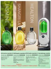 Aromatherapy Home/Hotel Aromatherapy Essential Oil Diffuser Bedroom Silent Toilet Deodorant Office Air Freshener - Rechargeable/Can Be Placed On The Desk/Can Be Hung On The Wall Aromatherapy Room Long Effect Spray There Are 6 Kinds Of Essential Oils To Choose From/Seven Color Atmosphere Lamp/Essential Oil Bottle Can Be Reused - Water Humidification Can Be Added