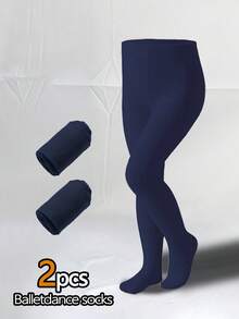 1 件/2 件/3 件女童海军蓝天鹅绒弹力舞蹈紧身裤，舒适的芭蕾紧身裤，适合日常穿着，时尚海军蓝天鹅绒紧身裤，适合所有季节 - 彩色 - 查看 13