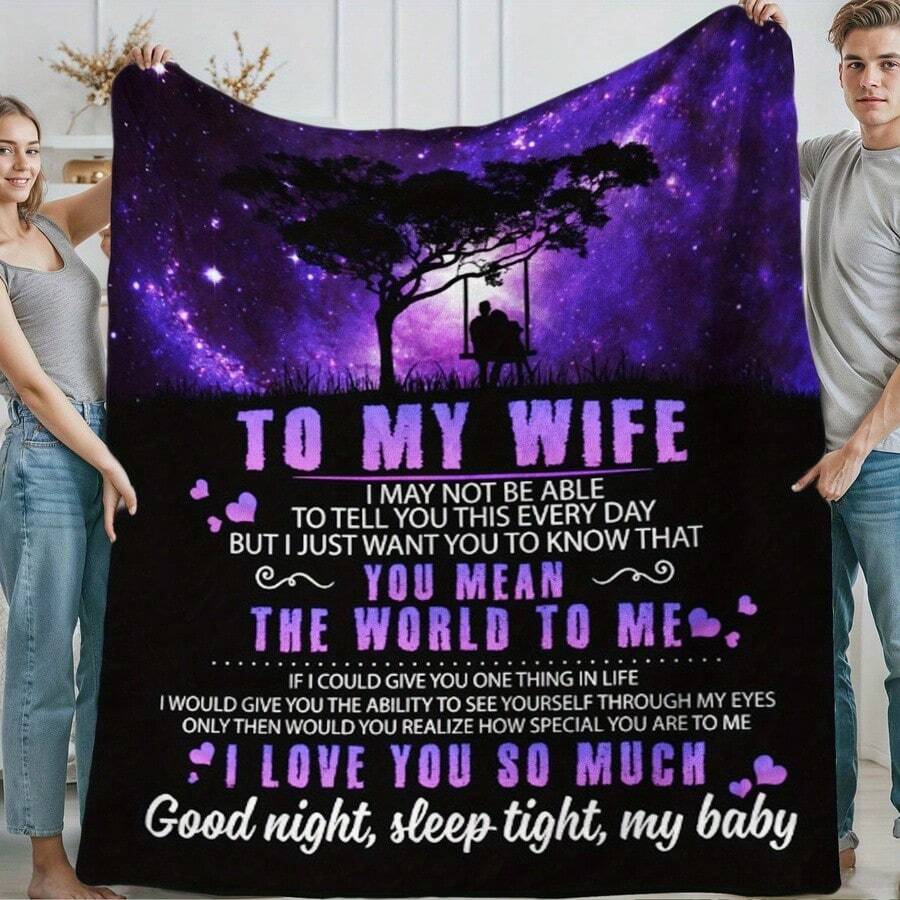 To My Wife  You Mean The World To Me  Blanket Soft Sofa Flannel - Multicolor - View 1