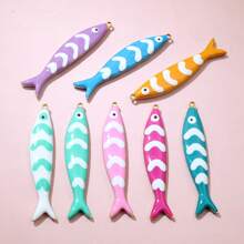 5pcs 40x8mm Stainless Steel Enamel Fish Charms Pendant DIY Jewelry Making Accessories Findings For Necklace Earrings Bracelets