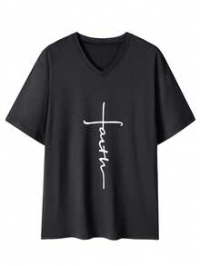 Men's Solid Color V-Neck Short Sleeve Casual T-Shirt, Simple & Fashionable Everyday Wear