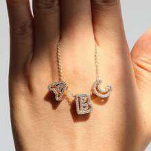 26pcs English Letter Pendant Necklace, Stainless Steel Curb Chain, Fashion Accessory