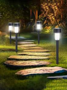 8pcs/10pcs/12pcs Solar-Powered Garden Lights, Outdoor Ground Plug-In Night Lighting Lawn Lights, With Waterproof Effect /35mAh, Suitable For Garden And Terrace Decoration, Outdoor Camping Light Decoration, Home Courtyard Street Lamp Decoration (White Light/Warm Light)