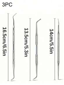 3 piezas Juego de Herramientas de Acero Inoxidable para Uñas - Limas de Uñas de Doble Cara, Elevadores, Cucharas y Varillas Empujadoras para Limpiar y Retirar Uñas de los Pies, Bolsas y Almacenamiento, Ayudando a Manos y Pies a Recuperarse Mejor. Herramientas de Cuidado de Manos y Pies, Herramientas de Limpieza, Regalos de Halloween, Regalos de Navidad, Esenciales para Familias, Son un Gran Regalo