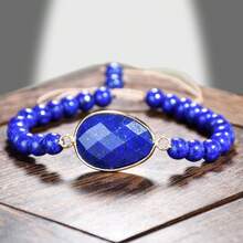 Pulsera de piedra natural - Diseño vintage hecho a mano con cordón trenzado ajustable, elegante y exquisita joyería de cuentas