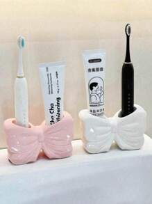 1 pièce Support de brosse à dents asymétrique de style nordique, support de brosse à dents électrique, étagère de rangement pour maquillage, organisateur de brosse à dents, étagère décorative pour bureau à la maison, décoration de chambre esthétique, décoration domestique, organisation gain de place, accessoires pour la cuisine, la salle de bain et la chambre, décoration d'automne, retour à l'école