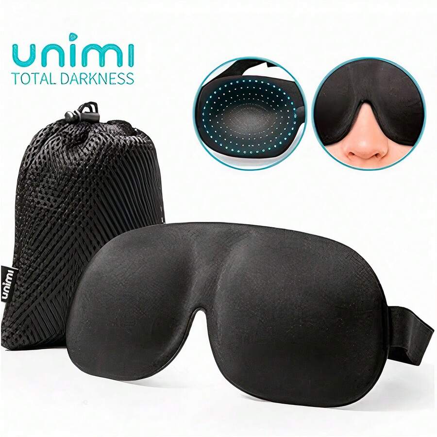 Máscara De Ojos Unimi Para Dormir Para Mujeres Y Hombres; Máscara de ojos  para dormir, máscara de dormir 3D Plus para mujeres y hombres, máscara para dormir cómoda más grande y profunda, cubierta de ojos totalmente opaca mejorada UNIMI Máscara para Dormir 3D con Bloqueo de Luz Total, Diseño Ergonómico para Mujeres y Hombres, Memory Foam Viscoelástica con Contorno para Ojos que No Presiona, Cinta Elástica Ajustable, Tela Suave y Ligera, Perfecta para Viajes, Relajación, Insomnio, Rutinas  y Meditación, Antifaz con Comodidad Superior y Ajuste Anatómico, Ideal para Dormir Mejor en Casa o en Avión, Mascara de Ojos Lavable y Reutilizable, Comodidad y Oscuridad Garantizada - Negro - Ver 1