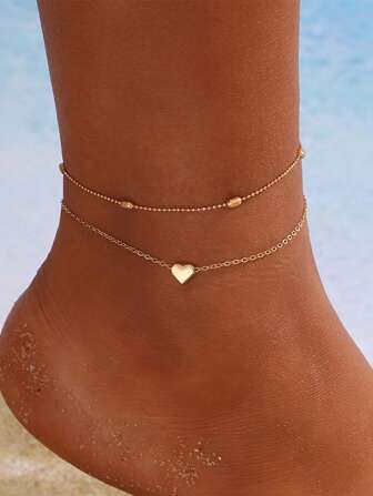 1 Stück modischer minimalistischer Herz-förmiger Anhänger Fußkette für Frauen