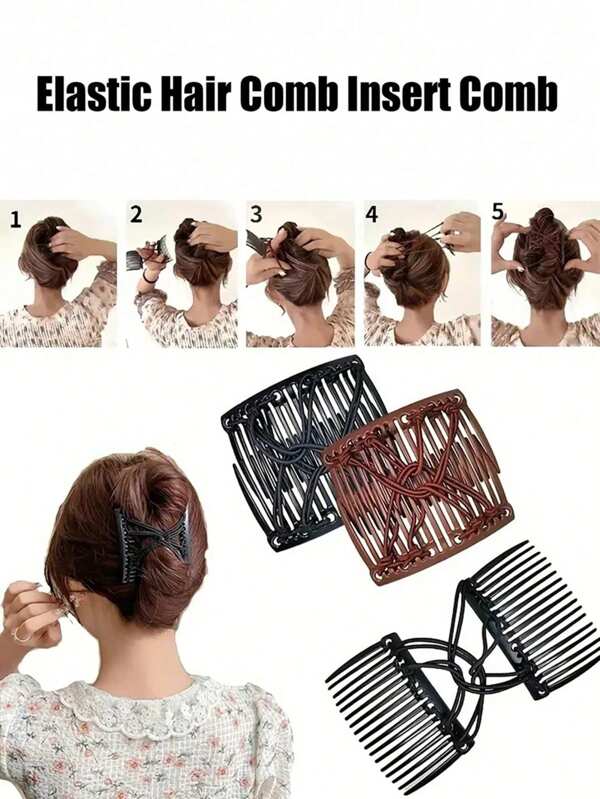 1 Pieza Peine mágico elegante y con estilo, accesorio para mujer, Clip de peine mágico ajustable y elástico para cabello grueso, rizado y fino, Kit de herramientas para el peinado