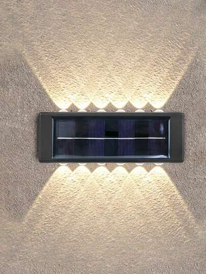 Solar betriebene Außenbeleuchtung für den Hof, Wandleuchte für Zuhause, Wand Dekoration, Auf- und Abstrahlung Atmosphäre Wandleuchte, 4/6/8/10/12/16 LED konvexe Wandleuchte mit eingebautem Akku