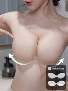 1对隐形无肩带硅胶胸罩，女士专用——聚拢无背胸垫，轻薄舒适，可重复使用，适合连衣裙、婚礼、夏季及日常穿着。 - 彩色 - 查看 25