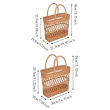 1pc Picnic Fruit Storage Basket With Handles,Durable Imitation Rattan Storage Basket For Fruits,Vegetable,Drinks,Camping Portable Picnic Basket,Household Storage Organizer For Kitchen,Home Decor