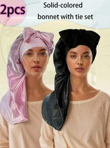 1 pieza Gorro de satén largo, Gorro de seda para cabello, Gorro para dormir, Gorro para trenzas largas, Gorro de cuidado del cabello reutilizable y ajustable, Gorro para dormir para mujeres