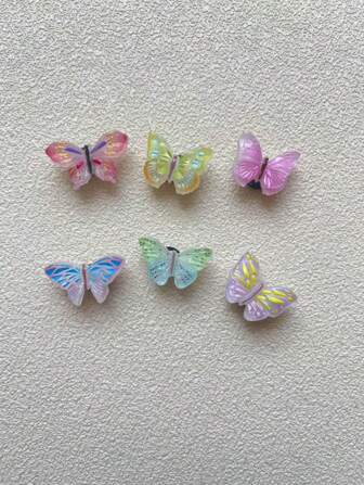 6 piezas encantos decorativos de mariposa hueca de varios colores (tipo de inserción no integrado)