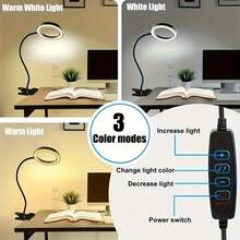 48 LED USB Clip-On Reading Light, 3 Color Modes, Eye-Caring Book Clip Lamp, 360° Flexible Gooseneck Clamp Light, Suitable For Desk, Bedside, And Video Conferencing - Black - View 5
