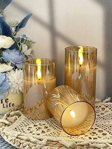 1/3pcs Flameless Candle Lights With Timer/Remote Control, Battery Powered LED Candle Lamps, Romantic Decor Lights For Holiday, Tabletop, Christmas, Valentine's Day, Wedding, Birthday, Party