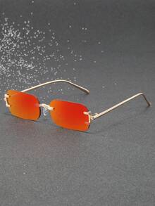 1副男士金属方形窄无框时尚眼镜