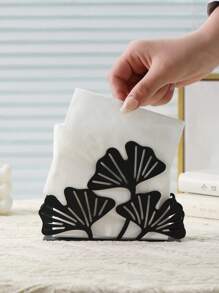 1 Stück eleganter, minimalistischer Tissue-Box-Halter aus Eisen und Edelstahl mit Ginkgo-Blatt-Design, dekoratives Accessoire für Esszimmer, Couchtisch, geeignet für Zeremonien und Hochzeitsdekoration, perfektes Urlaubsgeschenk, Hotel-/Café-Servietten-Spender
