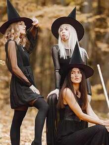 قبعة ساحرة الهالوين - لوازم حفلة ال-هالوجين، قبعة ساحر أسود مناسبة للنساء البالغات، ديكور الحفلة