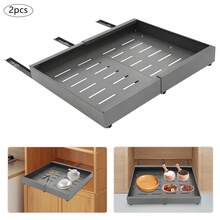 Bazargame 2 Pack Pull Out Cabinet Organiser 32-52cm Extendable Slide Out Drawer No Drill Extendable Kitchen Cupboard Organization For Kitchens To Store Snacks Spices - Grey - View 7