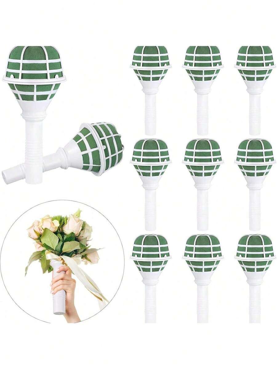 Großer Brautstrauß Halter, Schaum Blumenstrauß Halter, geeignet für künstliche Blumen, zum Befestigen von Frischblumen Dekoration, Brautstrauß, Hochzeitsdekoration, Hochzeitsaccessoires - Grün - Übersicht 1