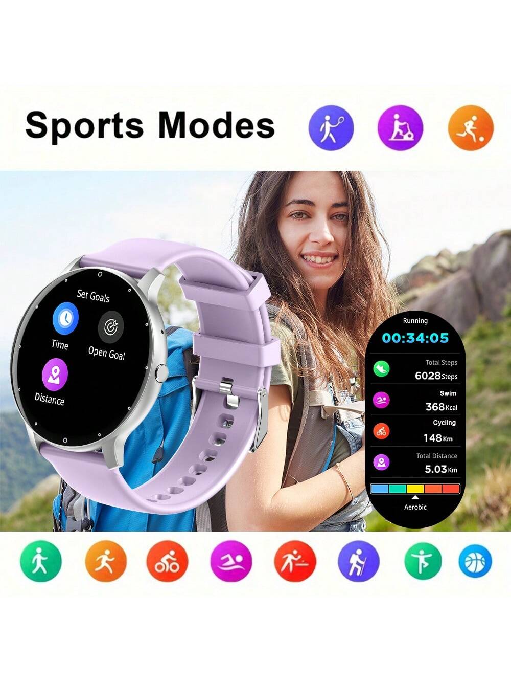 ساعة ذكية PEJE، حجم الشاشة 1.28 بوصة، شاشة TFT، سو...