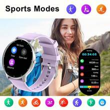 Reloj inteligente PEJE de 1.28" con correa de silicona, IP67 resistente al agua, multifuncional, conexión inalámbrica y control remoto, adecuado para deportes al aire libre, vida doméstica, viajes diarios, ligero y portátil, unisex, regalo para vacaciones/cumpleaños, compatible con Android e iOS - Morado - Ver 3