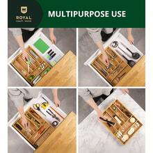 PZWROYAL CRAFT WOOD Organizador De Cajones De Cocina De Bambu Soporte Para Utensilios Y Bandeja De Cubiertos Con Separadores Ranurados 7 Ranuras Natural GS5485 - 自然的 - 查看 8