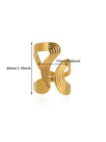 1pc Vintage Geometric Statement Ring, 18K Gold Plated Adjustable Minimalist Handmade Ring For Women Dainty Modern Jewelry, Hypoallergenic Ring Gift For Her