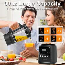 Blender For Smoothies, 50 Oz Countertop Blender With Milkshake, Juice, Crush Ice And Pulse, 1200W Peak Watts, PowerCrush Food Processor With Self-Cleaning, Stainless Steel Blade, Black - Xem 3