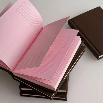 1pc Cute Strawberry Chocolate Pink A6 Notebook, Minimalist Student Diary Planner