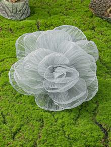 1 件时尚大号欧根纱多层花卉胸针，适合女士日常、派对、婚礼场合、夏季 - 深粉紅色 - 查看 6