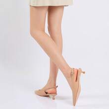 Slingback Kitten Heels For Women Pointed Closed Toe Heels Low Pumps Shoes For Party Work Office - Nude - View 10