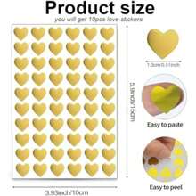 Heart Sticker, 600 Pieces, Heart Shaped Sticker, Self-Adhesive Packaging Envelope Gift Card Decoration For Valentine's Day, Birthday, Wedding, Hobbies,For School Supplies,Back To School - Multicolor - View 6