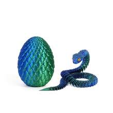 3D Printed Snake & Surprise Egg With Movable Joints - Colorful Home Office Decor Desktop Figurine, Suitable For Various Room Decorations, Great For Halloween, Christmas, Thanksgiving Gifts (Eye Style Random)