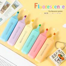 6pcs/Set Eye-Friendly Colored Soft Tip Fluorescent Marker Pens, Pastel Macaron Color Highlighter Pens For Journaling,For School Supplies,Back To School