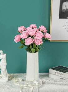 16PCS Artificial Roses Flowers Bouquet, Rayon Flowers Realistic Rose Bouquet With Long Stems, Bride Holding Bouquet, Wedding Decoration, DIY Wreath Materials, Birthday Party Decoration Materials, Home Dining, Living Room, Vase, Outdoor Garden