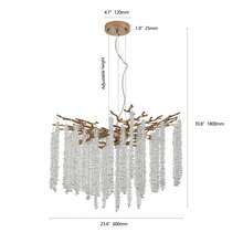 Arlgsite Modern Golden Pendant Light With Cascading Crystal Strands, Ideal For Living Room, Dining Room And Foyer, High-End Decorative Lighting Fixture (Bulb Not Included) - Vàng - Xem 9