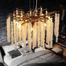 Arlgsite Modern Golden Pendant Light With Cascading Crystal Strands, Ideal For Living Room, Dining Room And Foyer, High-End Decorative Lighting Fixture (Bulb Not Included) - Vàng - Xem 4