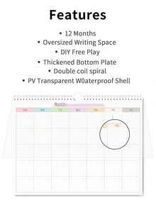 Blank Hanging Monthly Wall Calendar, Monthly Planner Notebook Without Dates, For Home Office, Back To School, Educational Supplies - A3 - View 5