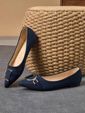 WHDXY 1 Pair Women's Pointed Toe Flats, Soft Leather Office Shoes, Versatile Loafers, Shallow Soft Bottom Fairy Style Flat Heel Slip-On Commuting Casual Shoes